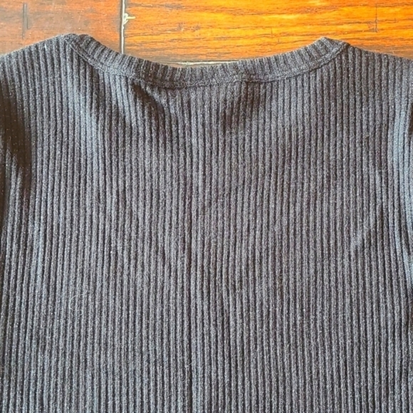 Modcloth black metallic half sleeve crewneck ribbed top size L NWT - Picture 7 of 13